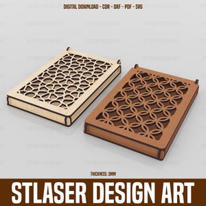 Archivos SVG de caja de regalo decorativa cortada a láser, caja de madera cortada a láser con tapa, archivos vectoriales para corte láser