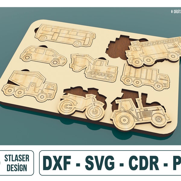 Laser Cut Vehicle Puzzle Svg Files, Vector Files For Wood Laser Cutting
