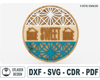 Laser cut wall decor, Home sweet home laser cut file, Vector Files For Wood Laser Cutting