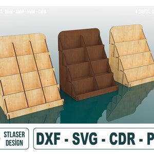 Ausstellungsstand Laser geschnittene SVG-Dateien, 4 Regal-Ausstellungsstand-Dateien, Vektordateien für Holz-Laserschneiden