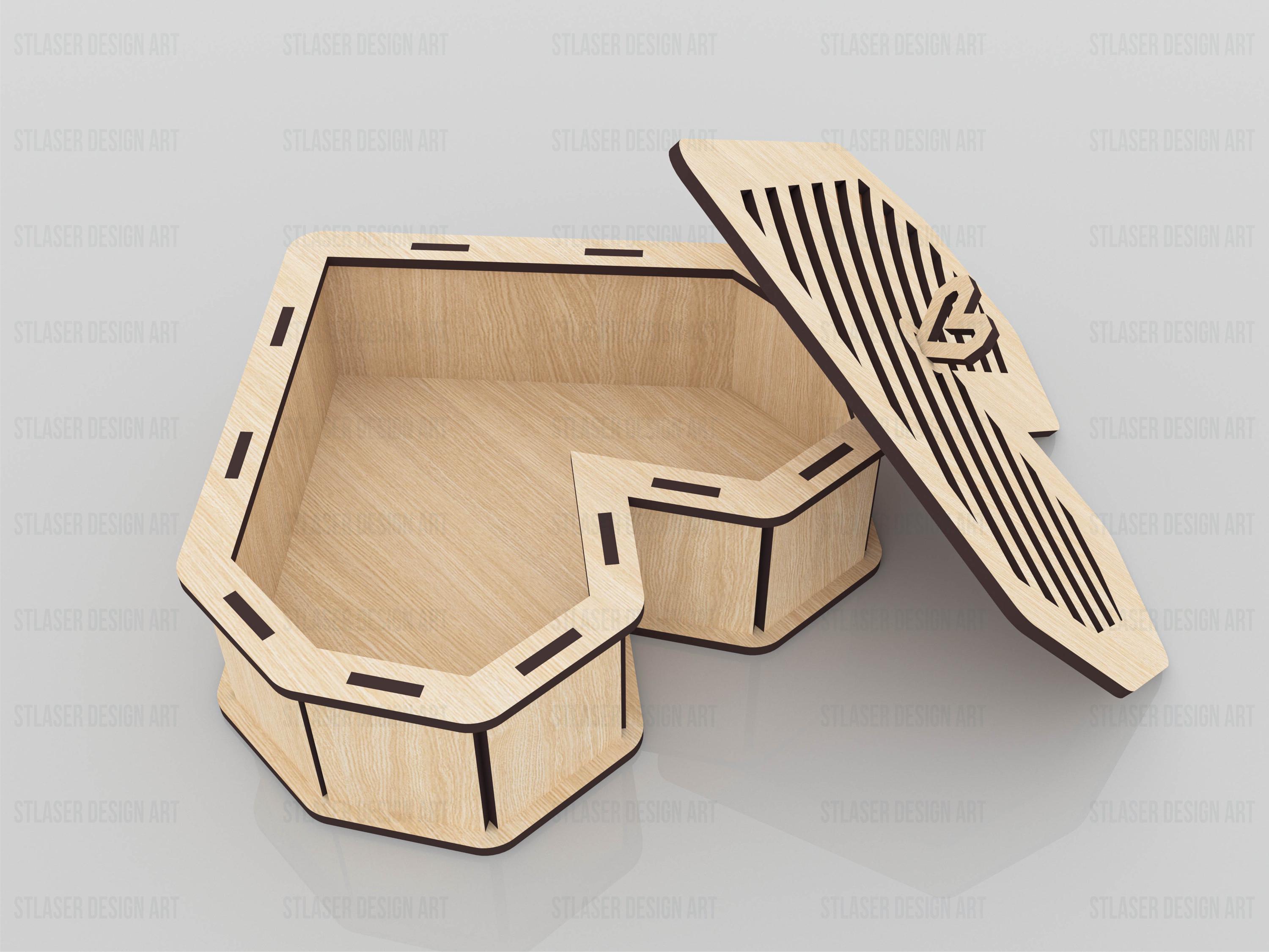 Heart Gift Box Laser Cut Svg Files, Vector Files for Wood Laser Cutting ...