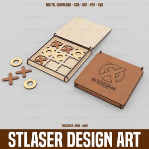 Laser Cut Tic Tac Toe Wooden Game Svg Files, Vector Files For Wood Laser Cutting