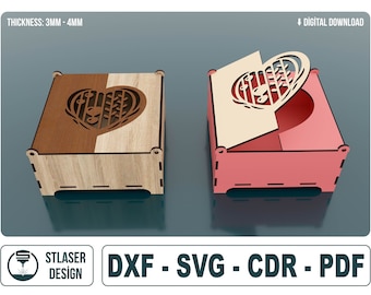 Laser geschnittene dekorative Schachtel mit Deckel-Svg-Dateien, Vektordateien für das Laserschneiden von Holz