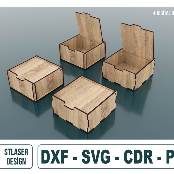 Two different boxes, Laser Cut Wooden Box With Lid, Vector Files For Wood Laser Cutting