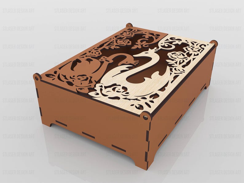 Decorative Swan Box With Lid Laser Cut Svg Files, Vector Files for Wood ...