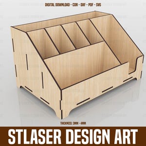 Lasergesneden Desktop Organizer Svg-bestanden, vectorbestanden voor hout lasersnijden
