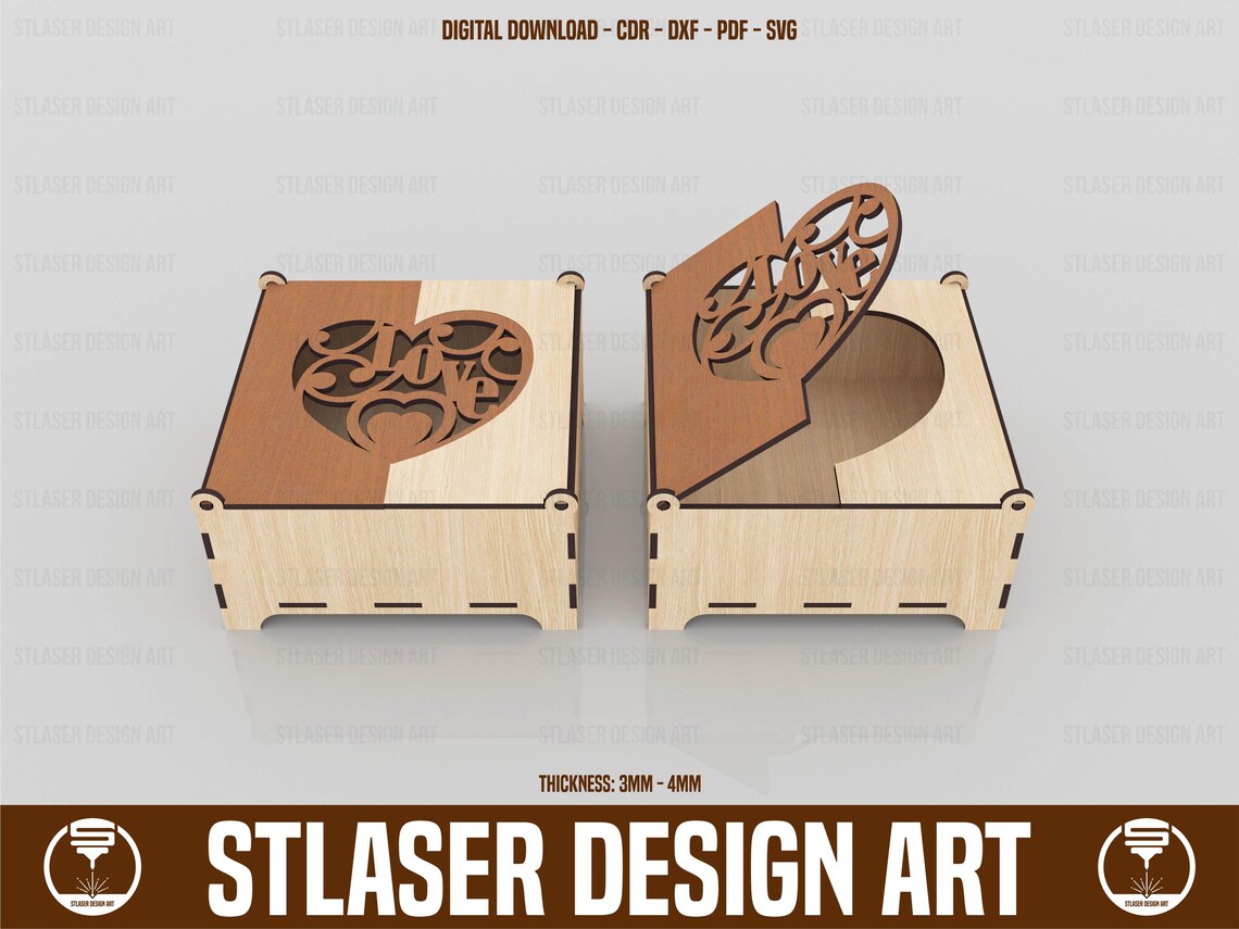 Laser Cut Decorative Box With Lid Svg Files, Vector Files for Wood ...