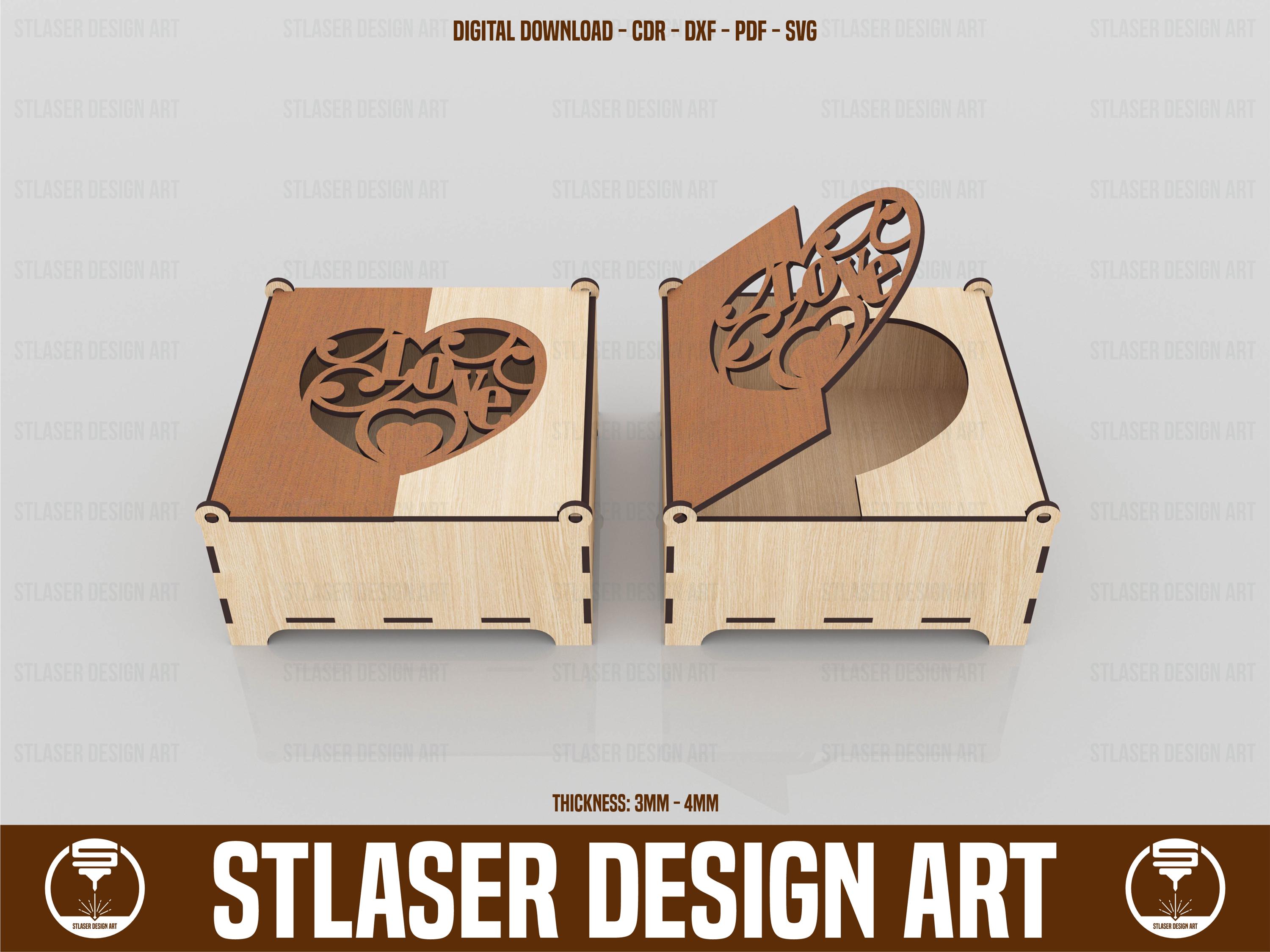 Laser Cut Decorative Box With Lid Svg Files, Vector Files for Wood ...
