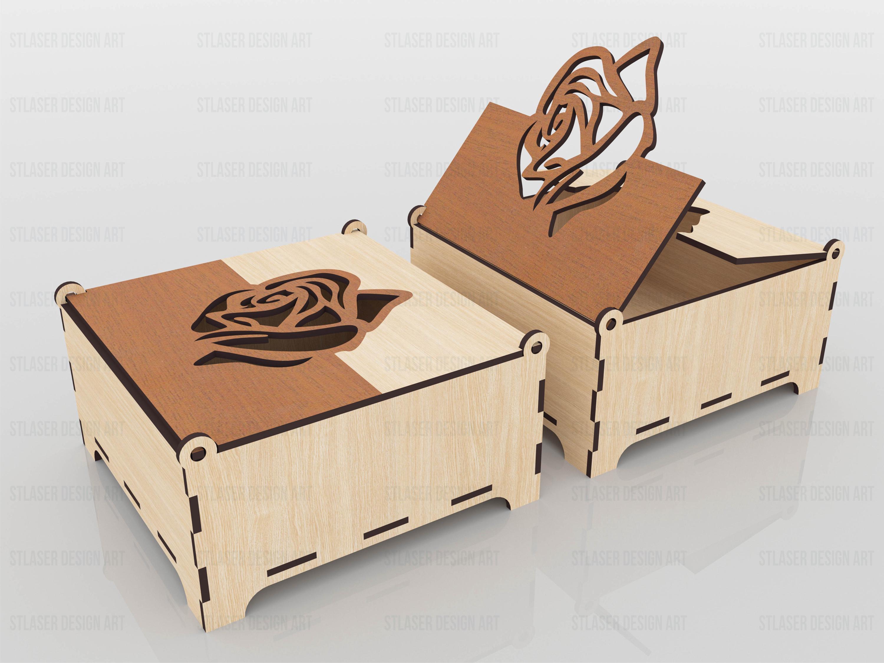 Laser Cut Decorative Box With Lid Svg Files, Vector Files for Wood ...