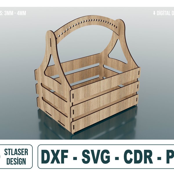 Laser Cut Wooden Basket File, Vector Files For Wood Laser Cutting