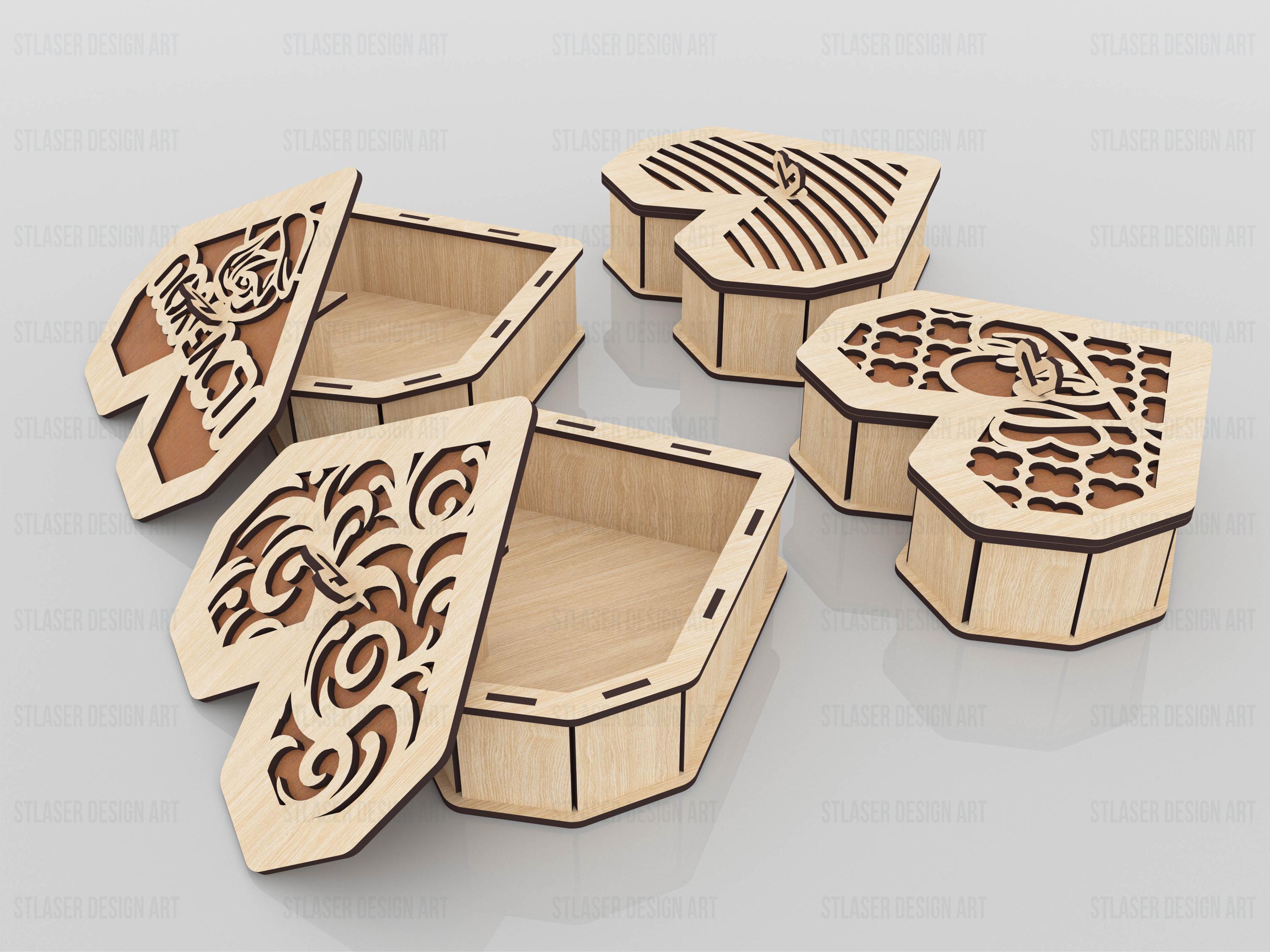 Heart Gift Box Laser Cut Svg Files, Vector Files for Wood Laser Cutting ...
