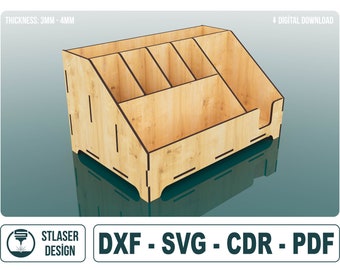 Laser-Schnitt-Desktop-Organizer-Svg-Dateien, Vektordateien für Holz-Laserschneiden