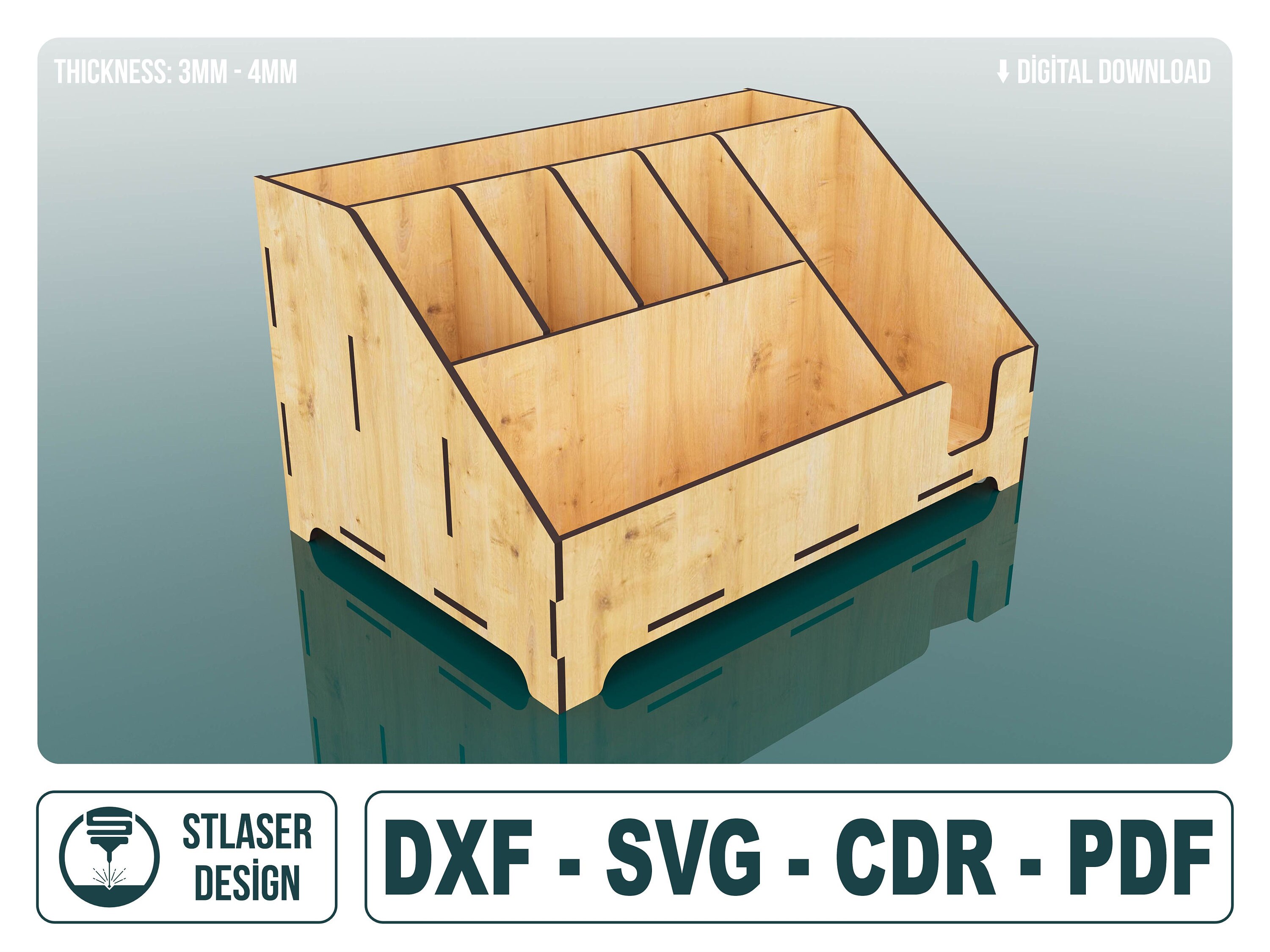 Laser Cut City Desk Organizer Model Storage Rack Pen Holder and Drawer Plan  Wooden 3 Mm SVG DXF CDR Ai Pdf Files 