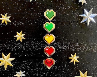 Pixel Heart Enamel Pin – Gold - Celestial Winner, Life Series
