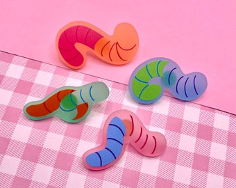 Gummy Worm Frosted Acrylic Cute Yummy Candy Charm Pin