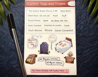 Tags and Tropes - Fanfic 4x6 Vinyl Sticker Sheet