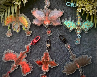 Acrylic Dragon Riders Teams Night Fury Hook Fang Storm Fly Flying Dragon Training Charm Keychain