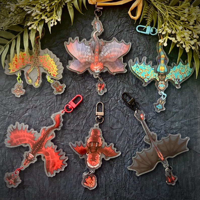 Acrylic Dragon Riders Teams Night Fury Hook Fang Storm Fly Flying Dragon Training Charm Keychain