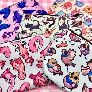 Monedero pequeño con diseño de animal, axolotl, gato, paloma, pájaro, cuervo, dragón, en capas, para guardar monedas