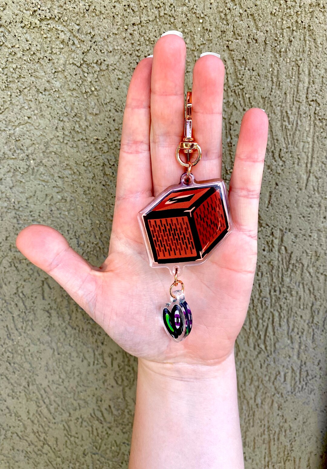 Acrylic Jukebox Music Disc Video Game Charm Keychain Mellohi Cat DSMP