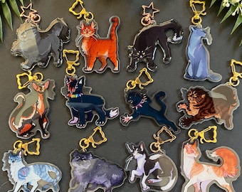 Acrylic Fighting Felines / Battle Cats Double-Sided Charm Keychain