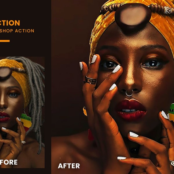 Realistic hand-painted oil painting style Photoshop action preset