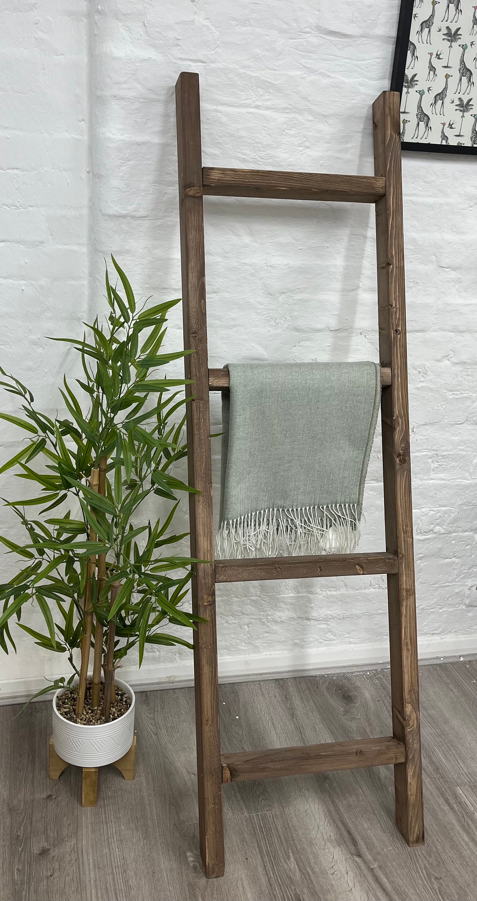 Rustic Handmade Wooden Towel Ladder