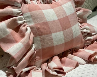 Ruffle Cushion pink gingham