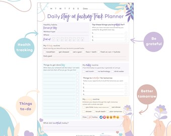 Dagplanner | Blijf op koers Planner | Dagelijkse takenlijst | Planner voor geestelijke gezondheidszorg