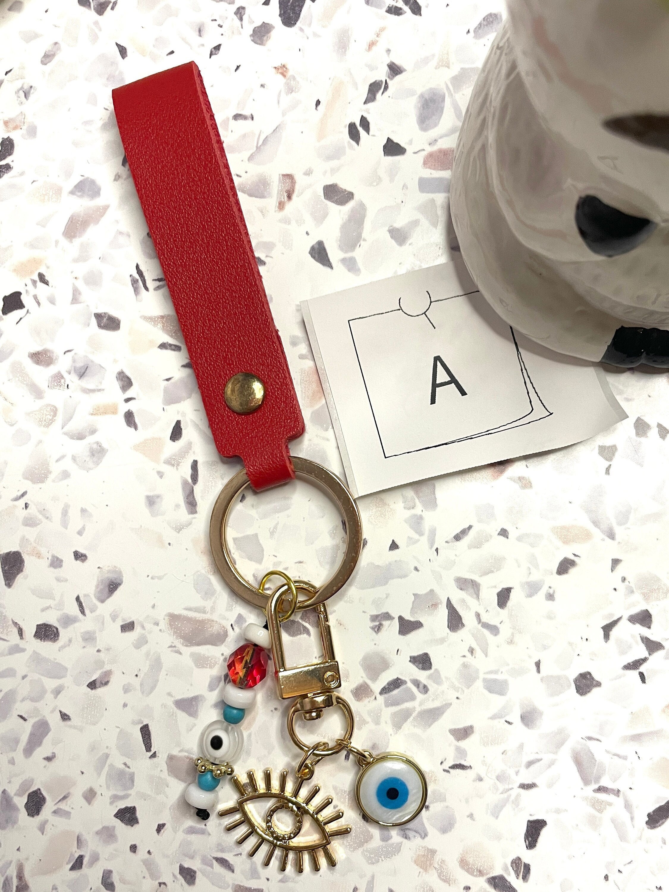 Beautiful Boho Key Ring/keychain, Personalised Gift, Handmade Bag Charm,  Genuine Leather Cord 