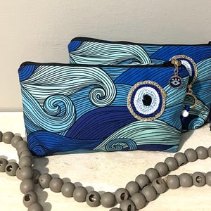 Gifts For Her| Evil Eye Pouch | Make Up Bag | Makeup Bag | Abundance Bag| Cosmetic Bag | Coin Purse | Greek Gift| Small Bag| Evil Eye Purses