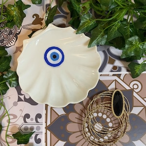 Plato para anillos de mal de ojo / Cuenco espiritual para joyas / Bandeja decorativa para el mal de ojo / Decoración de protección / Pequeña idea de regalo
