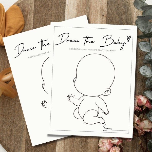 Minimalist Draw the Baby Game V2, Baby Shower Game, Gender Neutral Game, Minimalist Theme, Printable Baby Shower Game 11 x 8.5 inches