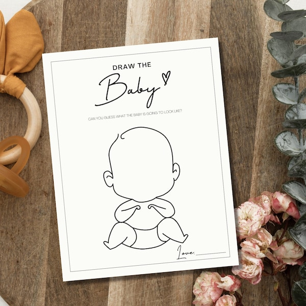 Minimalist Draw the Baby Spiel, Baby Shower Spiel, geschlechtsneutrales Spiel, minimalistisches Thema, druckbares Baby Shower Spiel 11 x 8,5 Zoll