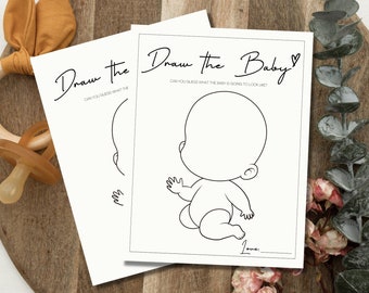 Draw the Baby Game: Minimalist Baby Shower Activity (Digital Download)