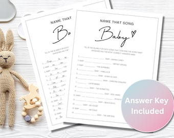 Bordered Name That Song Baby | Printable Baby Shower Games | Baby Shower Games | Guess The Baby Song | Minimalist | 8.5 x 11 inches