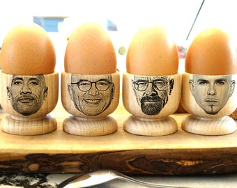 Have ANY BALD FACE Engraved on Wooden Egg Cup!