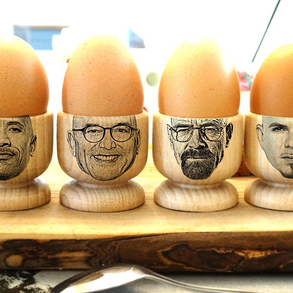 Have ANY BALD FACE Engraved on Wooden Egg Cup!