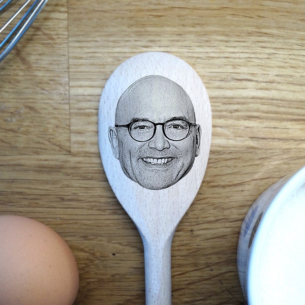 Gregg Wallace's Face Engraved on a Wooden Spoon (30cm), Birthday, Christmas Gift. MasterChef TV Judge, Alongside John Torode. BBC Good Food