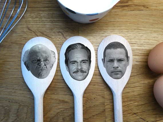 Breaking Bad Salamanca's Faces Engraved on a Wooden Spoon 30cm, Eduardo lalo,  Hector and Tuco. Better Call Saul TV With Saul Goodman 