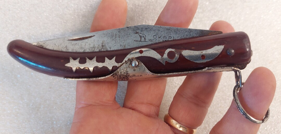 VINTAGE OKAPI Folding Pocket Knife Ring Lock Star & Moon Etsy