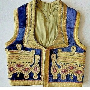 RARE jewish judaica antique ottoman embroidered embedded vest jacket velvet