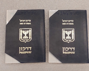 Vtg  JEWISH ISRAEL lot of 2 PASSEPORTS husband and wife lots of signatures / visas  canceled expire1993