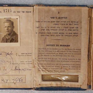rare vintage jewish judaica ISRAELI PASSPORT seaman's book department shipping  visa 50's