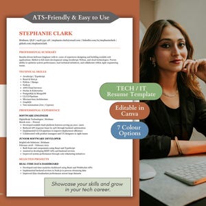 Software Developer Resume Template | Mid Level IT CV | Tech Resume | Canva | ATS Resume