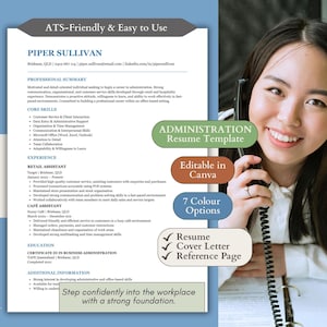 Entry Level Admin Resume Bundle | Entry Level Admin Cv + Cover Letter | Office Resume | Job Application Bundle | Canva Template