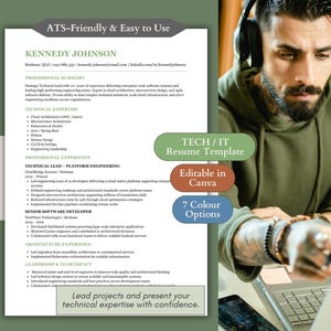 Senior Developer Resume Template | Tech Lead CV | Software Engineer Resume | Canva | ATS Resume