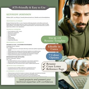 Tech Resume Bundle | Senior Developer CV + Cover Letter | Tech Lead Resume | Job Application Bundle | Canva Template