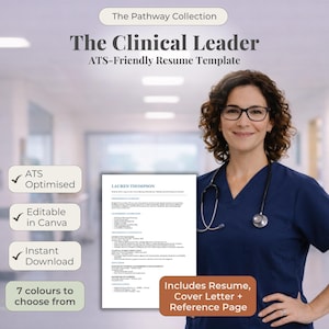 Nurse Manager Resume Bundle | ATS Healthcare Template | Resume Cover Letter Reference | Canva