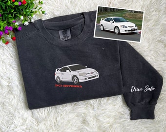 Embroidered Race Car Sweatshirt, Classic Car Comfort Colors® Sweatshirt, Personalized Car Sweatshirt For Men, Car Lover Gift, Gift For Dad